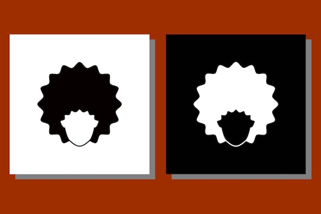 afro hairstyle blank face logo design vector illustration