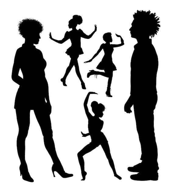 Afro male and female hairstyle pose silhouette