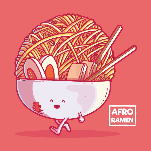 Afro Ramen character isolated on red