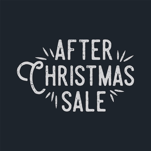 After Christmas sale lettering and typography elements. Holiday Online shopping type quote. Stock vector illustration isolated on dark background.