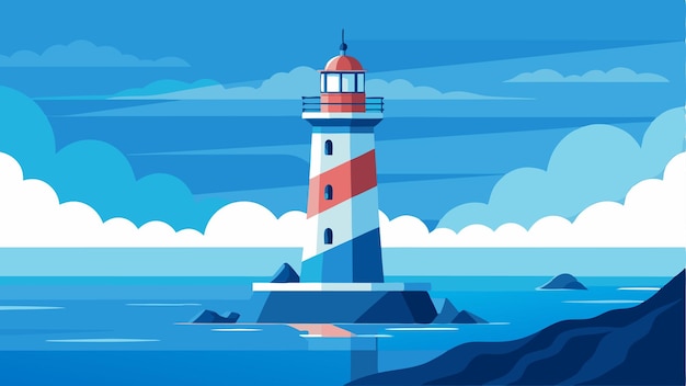 Vector against the backdrop of the vast ocean the lighthouse serves as a symbol of stability and safety