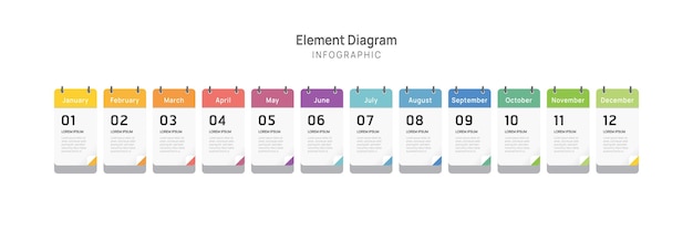 Agenda Infographic template for business 12 Months modern Timeline element diagram calendar 4 quarter steps milestone presentation vector infographic