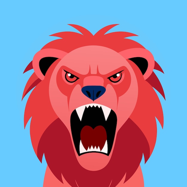 Vector aggressive attacking lion roaring high quality photo