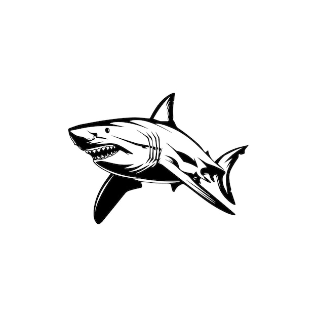 Vector aggressive great white shark vector icon