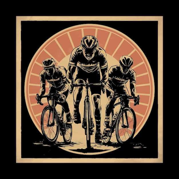 Aggressive Racing Bicycle illustration for T shirt