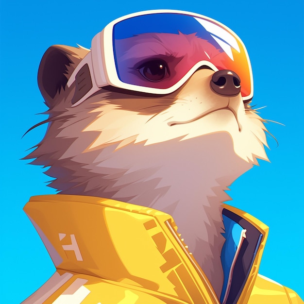 An agile meerkat ski instructor cartoon style