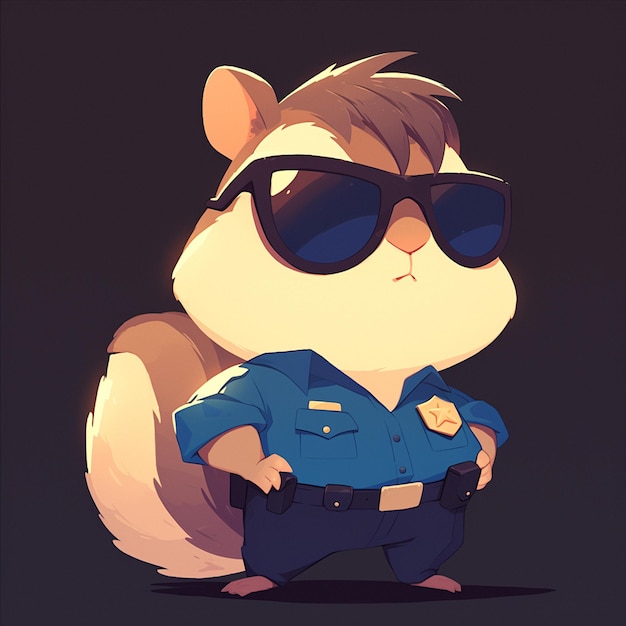 An agile squirrel police cartoon style