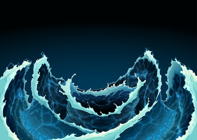 Agitated ocean waves. Vector background illustration.