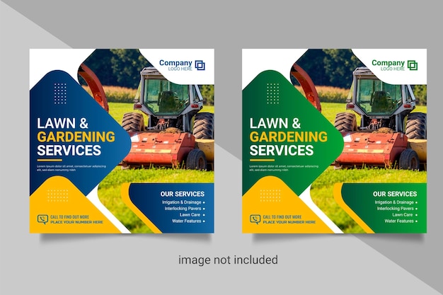 Agricultural and farming services social media post lawn gardening or web banner template design