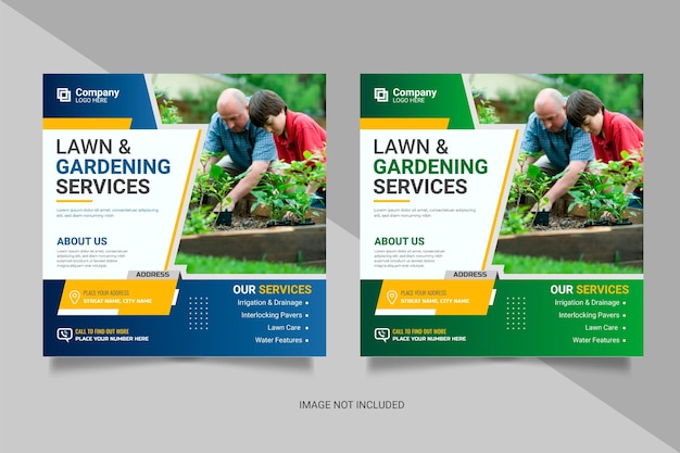 Agricultural and farming services social media post lawn gardening or web banner template design