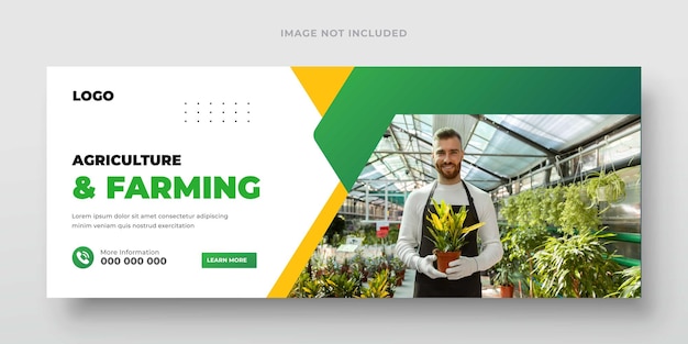 Agricultural and farming services web banner or social media post lawn gardening template design