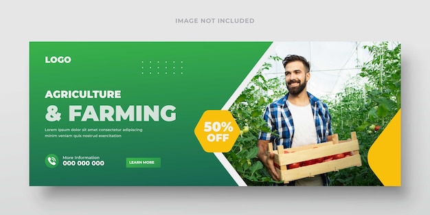 Agricultural and farming services web banner or social media post lawn gardening template design