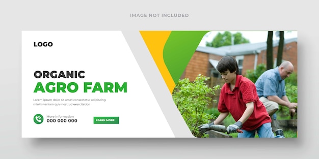 Agricultural and farming services web banner or social media post lawn gardening template design