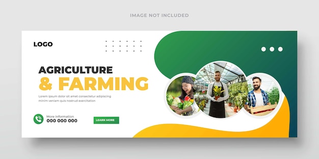 Agricultural and farming services web banner or social media post lawn gardening template design