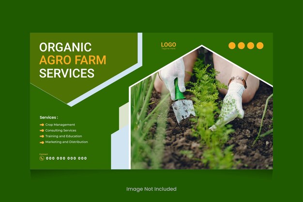 Vector agricultural services and organic food youtube video thumbnail design lawn care garden cover post