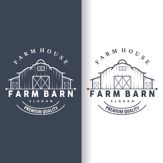 Agriculture Farm Barn Logo Simple Retro Style Vintage Building Templet Illustration Design