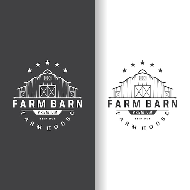 Agriculture Farm Barn Logo Simple Retro Style Vintage Building Templet Illustration Design