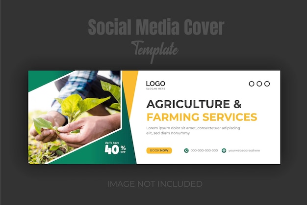 Vector agriculture farming service facebook cover design template and agro farm services