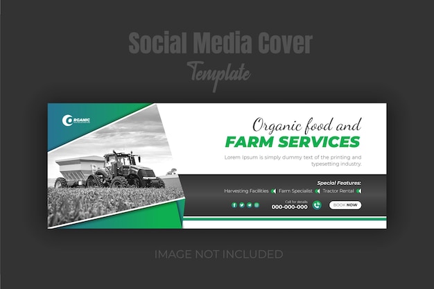 Vector agriculture farming service facebook cover design template and agro farm services