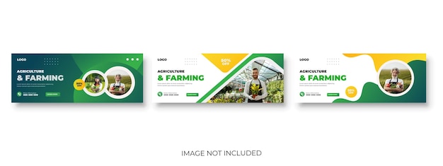 Vector agriculture farming service facebook cover and social media post lawn gardening bundle template