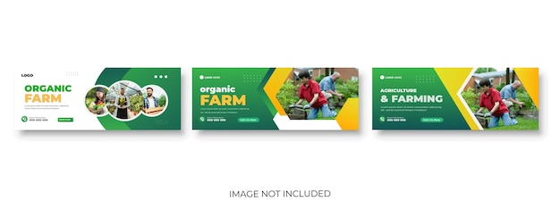 Agriculture farming service facebook cover and social media post lawn gardening bundle template