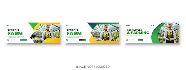 Vector agriculture farming service facebook cover and social media post lawn gardening bundle template