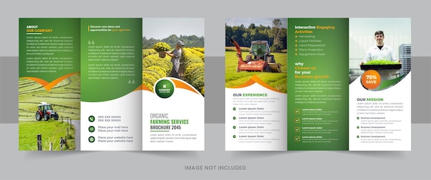 Agriculture farming services brochure template agro farm flyer organic farming trifold brochure