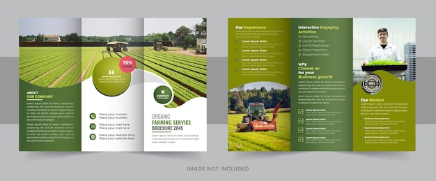 Vector agriculture farming services brochure template agro farm flyer organic farming trifold brochure