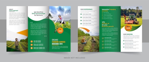 Vector agriculture farming services brochure template agro farm flyer organic farming trifold brochure