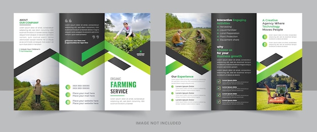 Vector agriculture farming services brochure template agro farm flyer organic farming trifold brochure