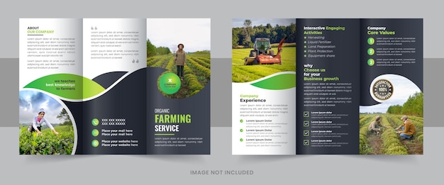 Vector agriculture farming services brochure template agro farm flyer organic farming trifold brochure