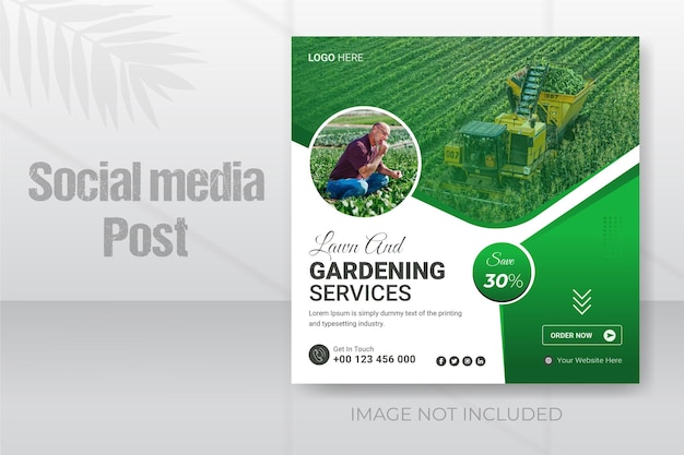 Agriculture garden agro farm and farming services social media post template design