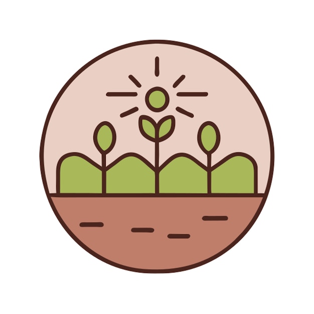 the agriculture icon is round icon colored outline