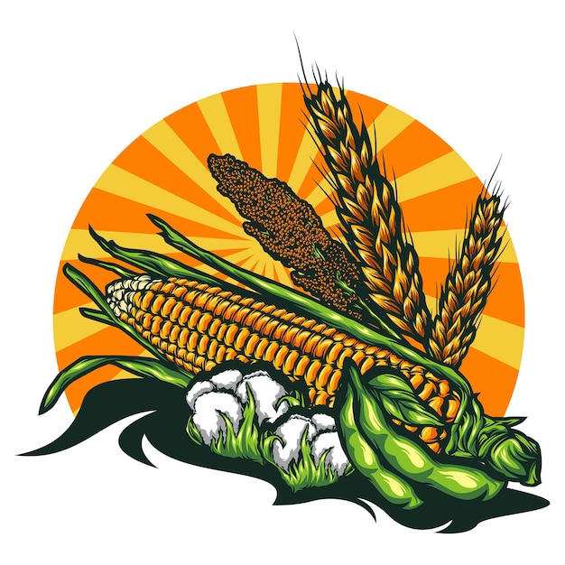 Agriculture illustration with solid color