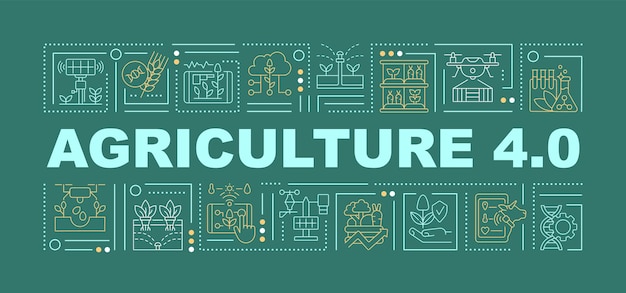 Agriculture innovations word concepts green banner Farm business Infographics with icons on color background Isolated typography Vector illustration with text ArialBlack font used