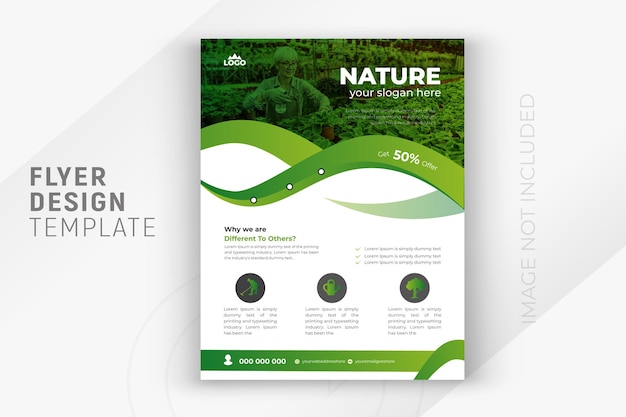 Vector agriculture service and 2 color gradient clean background or nature business multipurpose flyer layout design template