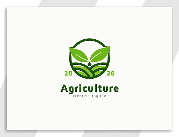 Agriculture sprout plant logo with leaves illustration design