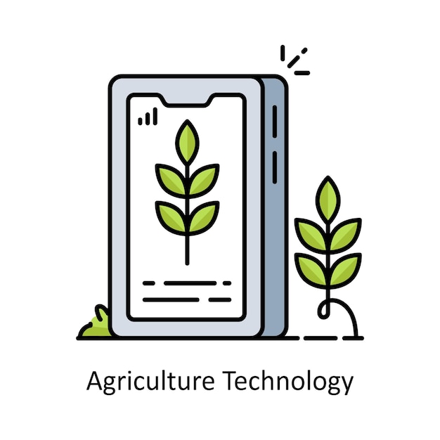 Vector agriculture technology vector filled outline icon style illustration symbol on white background ep