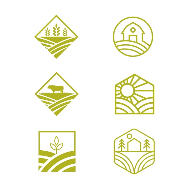 agriculture tree logo square combination, unique concept. farm symbol icon