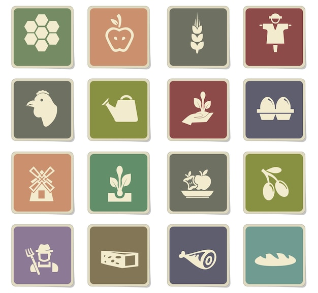 agriculture vector icons for user interface design