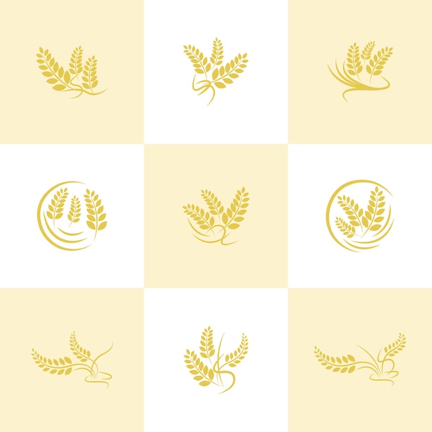 Agriculture wheat logo set