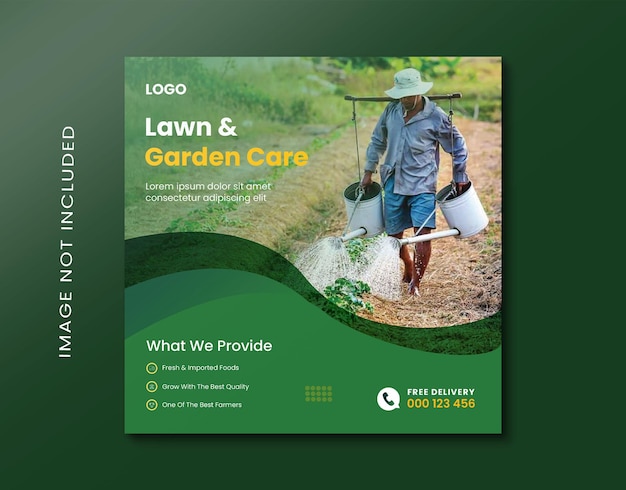 Agro and lawn garden services social media post or web banner design