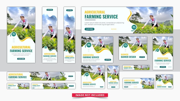 Agro web banner design template Set Horizontal header web banner Modern cover header background