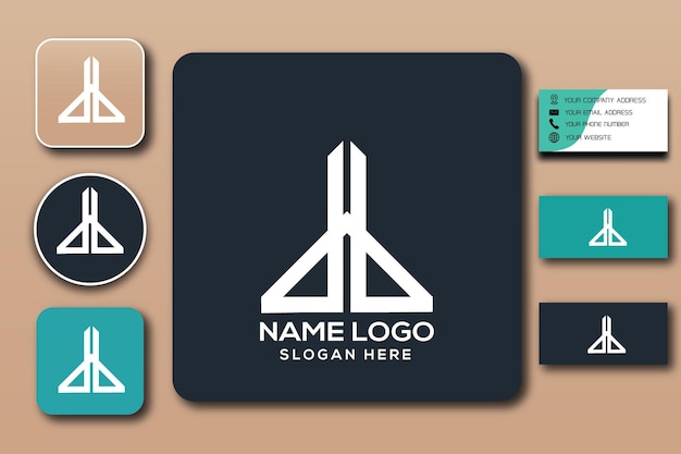 AH monogram logo template color editable