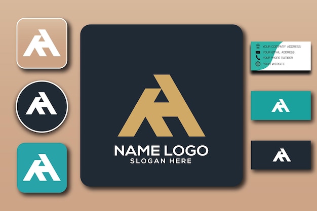 AH monogram logo template