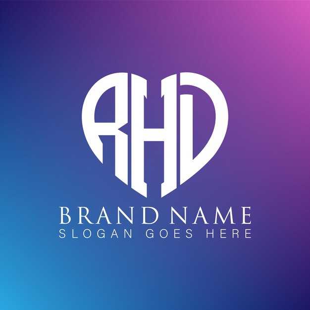 AHD Unique abstract geometric monogram love shape vector logo design