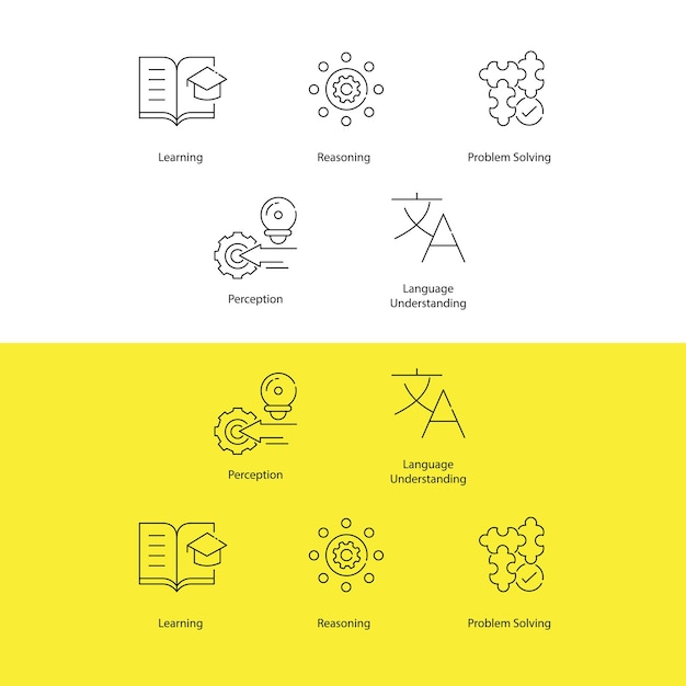 AI Architecture Vector Icon Set Exploring Key Components of AI Systems