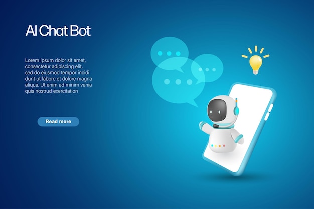 Vector ai chat bot on computer generate smart solution answer to user artificial intelligence robot answer questions provide smart refinement conversation and ideas 3d vector