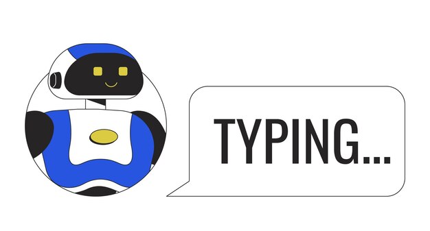 AI chatbot typing line concept vector spot illustration