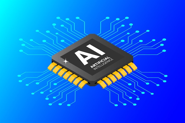 Ai chipset on circuit board in futuristic concept suitable for future technology